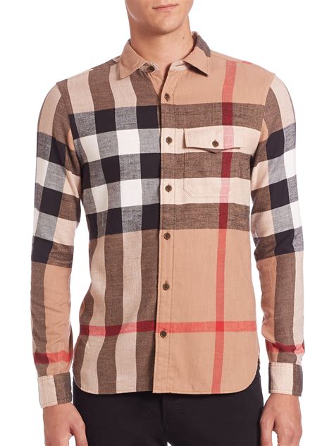 burberry men's check shirt free shipping|Burberry Check shirt men's.